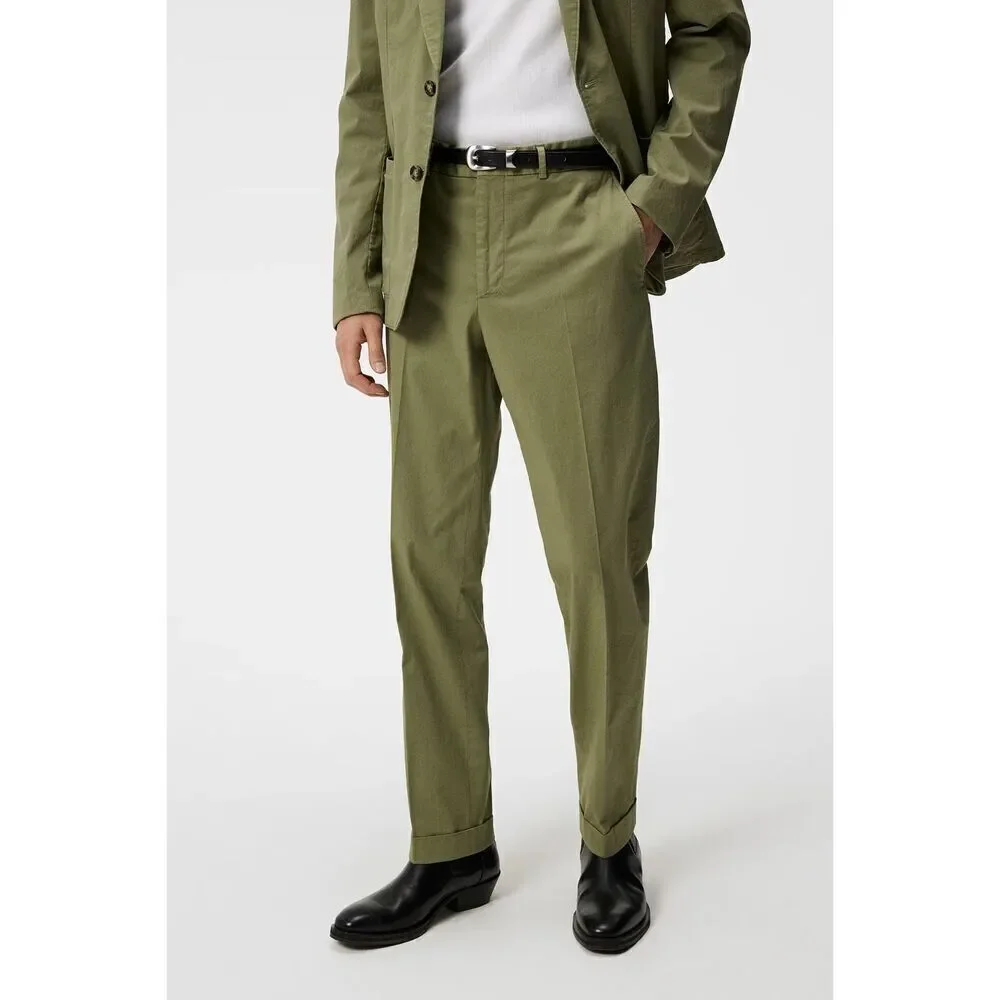 Moss 1851 Men’s Organic Cotton Blend Olive Green Tailored Ankle Pant Suit DIFFER